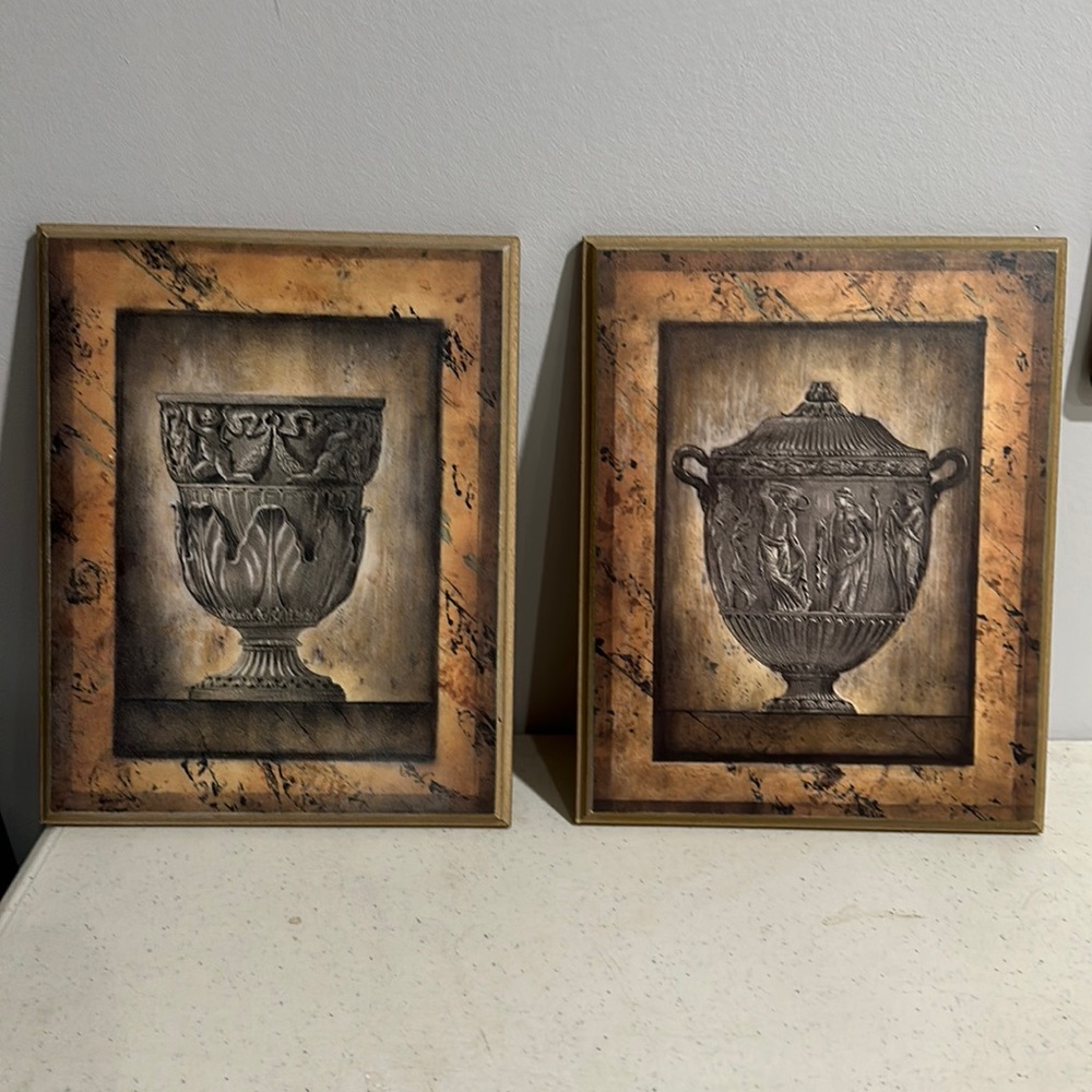 Set of 2 wooden Grecian inspired wall decor